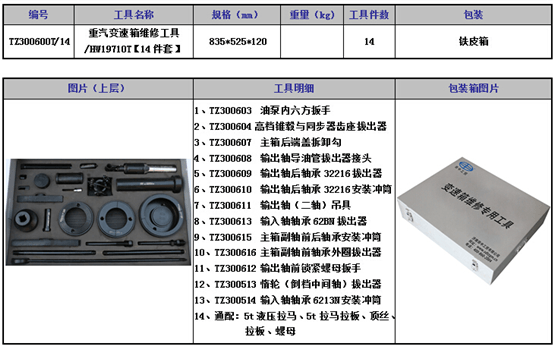 重汽变速箱维修工具19710T14件